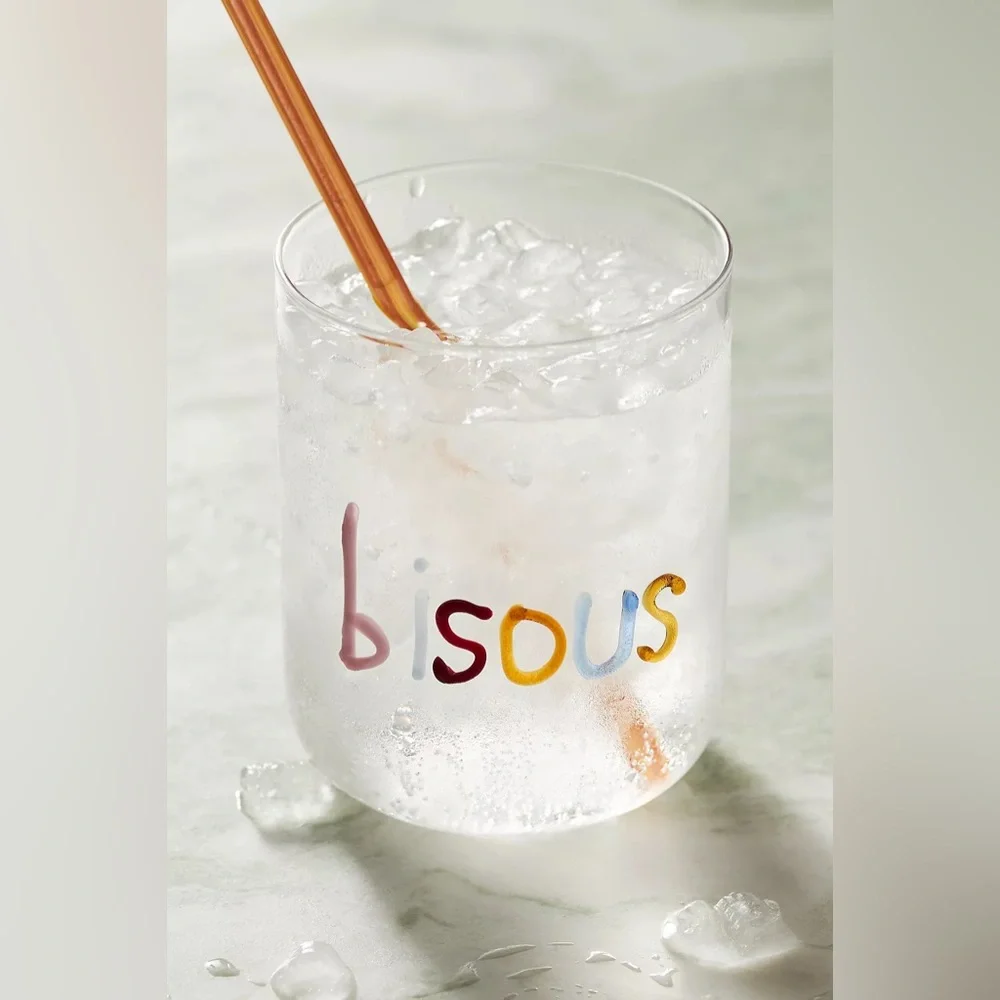 Anthropologie LOVE NOTES JUICE GLASS Style No.  4531340150246 BISOUS
